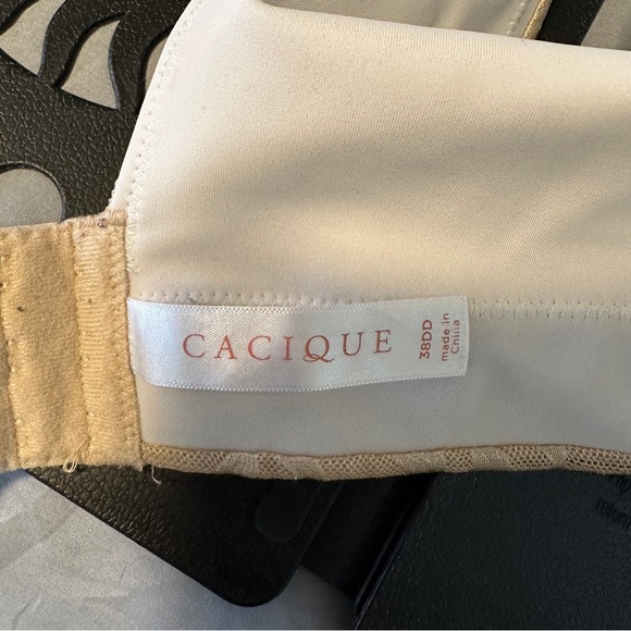 Cacique Lightly Lined Full Coverage Plus Size 38DD Gold Lace Overlay Bra - Picture 7 of 10